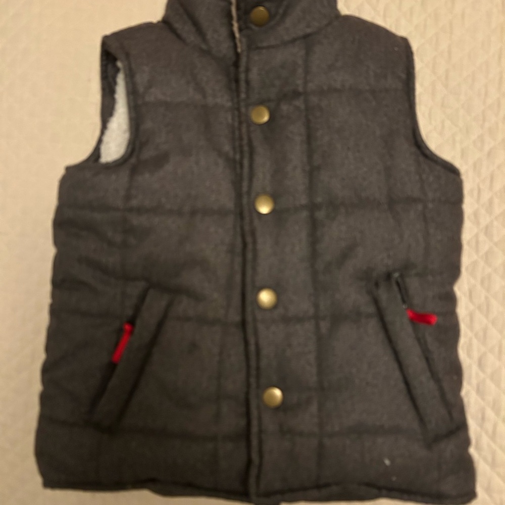 Hatley Gray Quilted Vest with Gold Accents